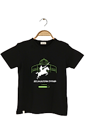 Erkek Çocuk Kısa Kollu Bisiklet Yaka "Selehaddin Eyyübi" Kudüs Baskılı Tişört Mevsimlik Pamuklu