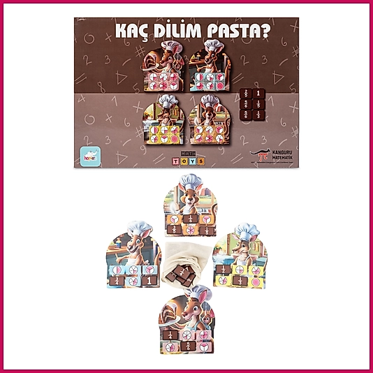 Kanguru Matematik Kaç Dilim Pasta Oyunu - Kesirler & Bölme Öğrenme | 2-4 Oyuncu | Müfredata Uyumlu / 7-9 Yaş