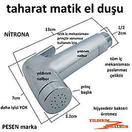 PESEN TAHARATMATİK EL DUŞU YENİ SİSTEM BAŞLIĞI DUŞ FİSKİYESİ TAHARET MATİK METAL BAŞLIK