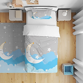 Minibabyrooms Mavi Ay ve Yıldızlar Temalı Nevresim Takımı