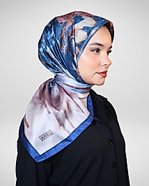 Dijital Kristal Eşarp Pastel Yaprak Desenli