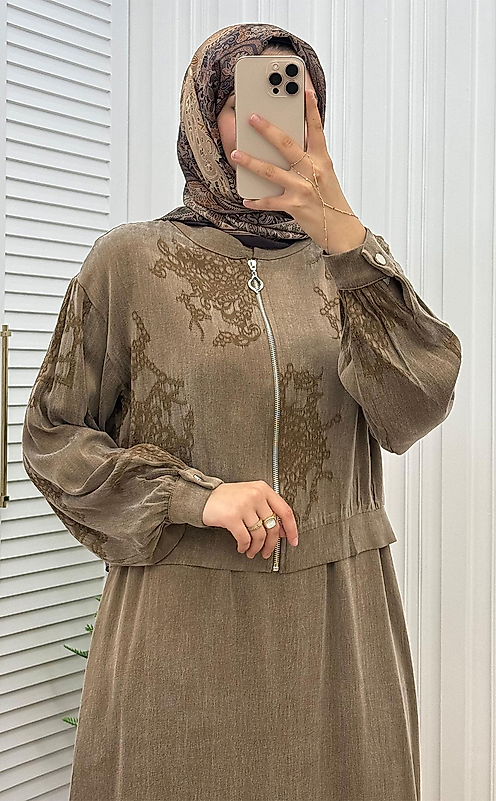 İpek Qupra Jile Kadın Elbise – Kahverengi