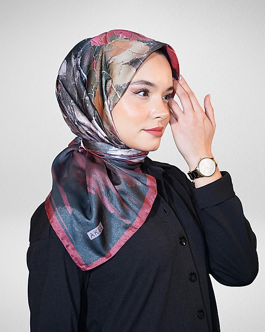 Dijital Kristal Eşarp Pastel Yaprak Desenli