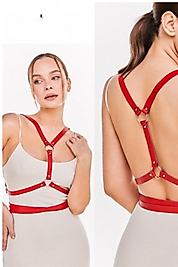 Askılı  Deri Kemer Kırmızı AKSESUAR