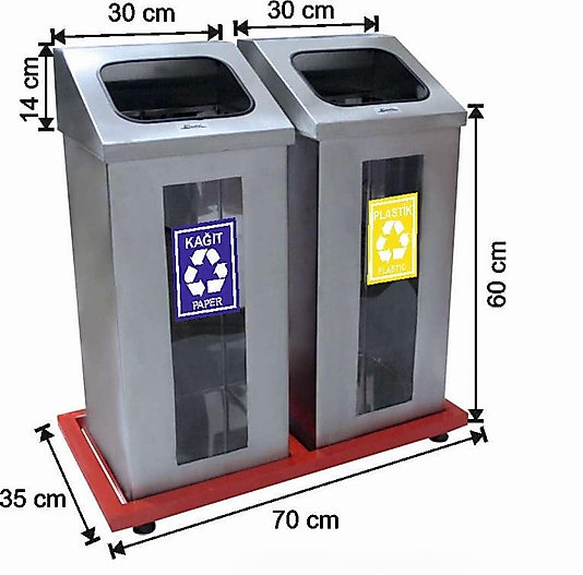 80 LT 2 BÖLMELİ ŞEFFAF CAMLI GERİ DÖNÜŞÜM SETİ ( KDV DAHİL )