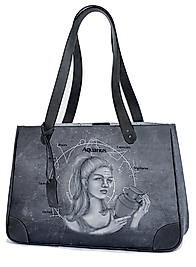 KOVA BURCU RESİMLİ ANTRASİT KADIN OMUZ ÇANTASI