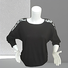 dantel omuz detaylı penye bluz