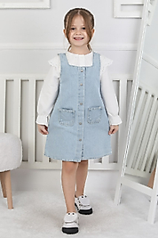 YSM KİDS %100 PAMUK GÖMLEK VE KOT YELEK İKİLİ TAKIM