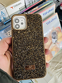 İphone 12 - 12 Pro Uyumlu Taşlı Telefon Kılıfı Gold