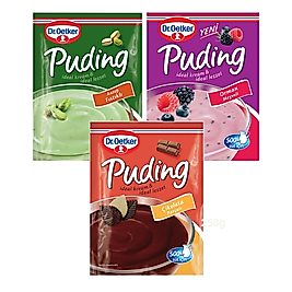Dr.Oetker Puding Antep Fıstıklı 91 g Çikolata Parçalı 115 g Orman Meyveli 81 g 3 lü Set