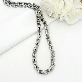 4mm Silver Burgu Çelik Kolye(60cm+6cm)