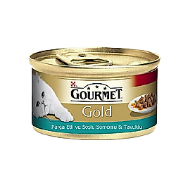 Purina Gourmet Gold Somonlu ve Tavuk Etli Yetişkin Kedi Konserve Maması (85 g)