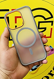 İphone 16 Pro Magsafe Filtre Detaylı Gri Telefon Kılıfı