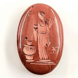 KIRMIZI JASPER TANRIÇA İNTAGLİO MÜCEVHER OYMA TAŞ