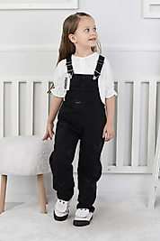 YSM KİDS BASKILI%100 KOT SALOPET SİYAH