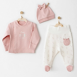 Mon Petit Amour 3'lü Zıbın Takım Pink