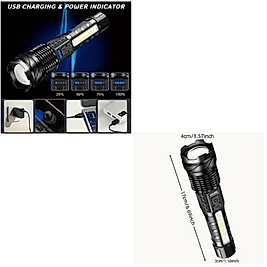 .QUALITY. EL FENERİ USB ŞARZLI (KIMIZI&MAVİ UYARI IŞIĞI) UZUN MENZİL&MERCEK SU GEÇİRMEZ