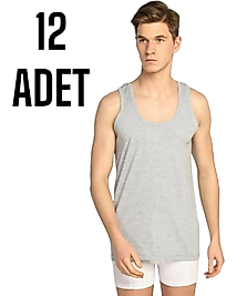 Sedef Yıldızı Erkek Penye Askılı Kolsuz Atlet Gri 12 Li Paket