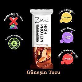 ZBARZ Yer Fıstıklı Tuzlu Karamel Aromalı Yüksek Protein Bar 12 li (HEDİYELİ ÜRÜN)