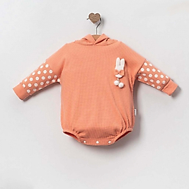 Kız Bebek Tavşanlı Romper Somon