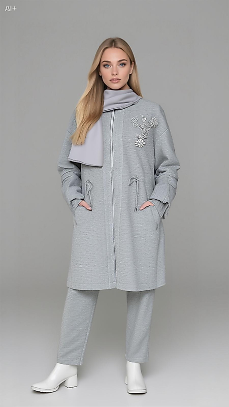 Gri Simli Örme Kap Takım