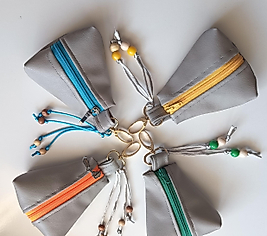 Gri Suni Deri Mini Cüzdan & Anahtarlık