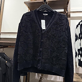 İncili ve tül detaylı hırka/siyah