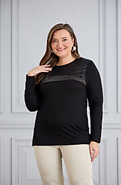 siyah taş detaylı bluz