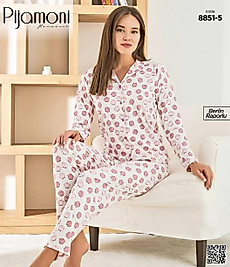 Desenli Düğmeli Pijama Takımı 8851-5