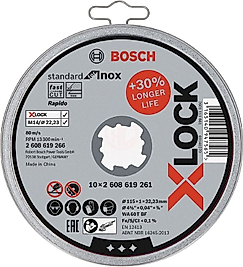 Bosch X-Lock Inox Kesme Diski Standart Inox Düz 115x22,23x1,0 mm (WA 60 T BF) (10 Adet)