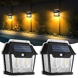 Güneş Enerjili Solar 28Watt Duvar Lambası 2li Rustik Ampul Gün Işığı Dekoratif Solar Aydınlatma