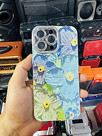 İphone 15 Pro Max Çiçek Desenli Taş Detaylı Lens Korumalı Telefon Kılıfı