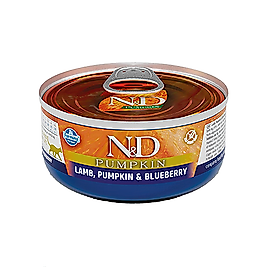 N&D Pumpkin Tahılsız Bal Kabaklı, Kuzu Etli & Yaban Mersinli Yetişkin Kedi Konserve Maması (70 g)