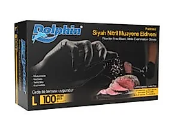 Dolphin Siyah Çok Amaçlı Nitril Muayene Eldiveni L Beden