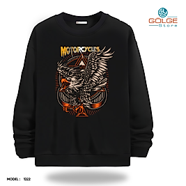 Motorcu Model Bisiklet Yaka Erkek kadın Slimfit Sweatshirt