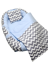 Berababy Babynest Pikeli Gri Ve Mavi Kombin Bebek Yuvası 3 Parça Set