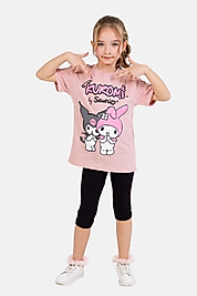 Kuromi Baskılı Kız Çocuk Takım – Pembe & Siyah (4-9 Yaş)