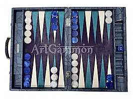 Patchwork Blue Backgammon Board