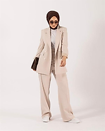 Kadın tesettür blazer düğmeli ikili takım