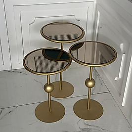 Art Yan Sehpa Seti - Gold 3lü