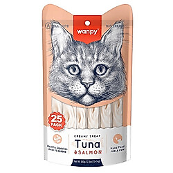 Wanpy Ton Balık ve Somonlu Likit Creamy Kedi Ödülü 25 x 14 Gr