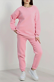 Üç İplik Pembe Renk Eşofman Takim