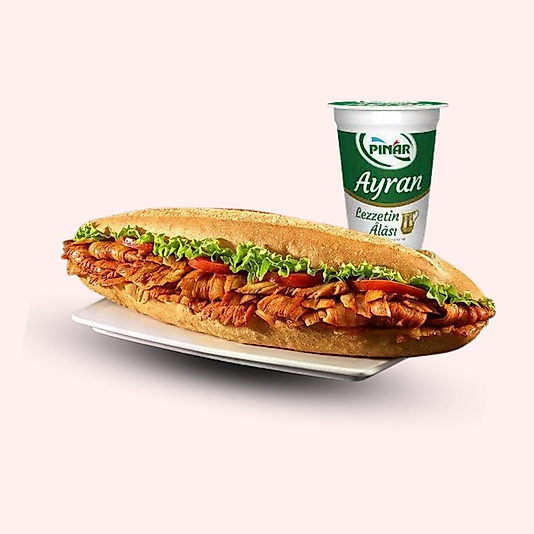 Tam Porsiyon Ekmek Arası Döner + Ayran