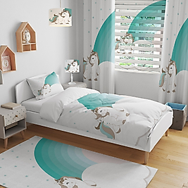 Minibabyrooms  Yeşil Unicorn ve Gökkuşağı Temalı Çocuk/Genç Oda Takımı