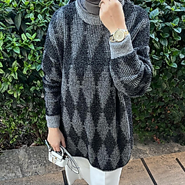 BAKLAVA DESEN SİMLİ KAZAK (siyah)