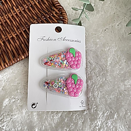 Meyve Desenli Şeffaf Pullu Kız Çocuk Çıtçıt Toka