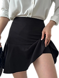 Volanlı  Etek - SİYAH