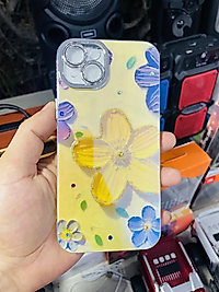 iPhone 15 Plus Çiçek Desenli Taş Detaylı Lens Korumalı Telefon Kılıfı