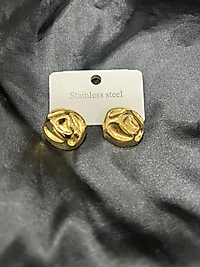 Taş model gold renk çelik küpe
