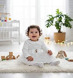 6 - 18 Aylık Kalpli Taşlı Kız Bebek Abiye Elbise (Mevlüt Elbisesi)